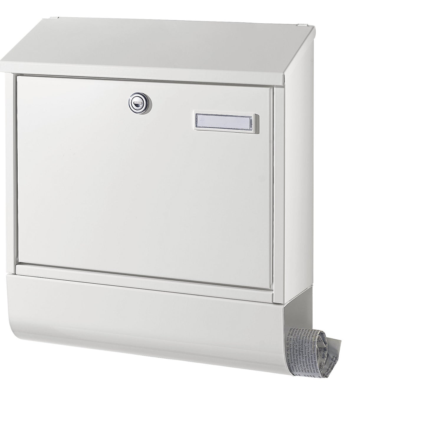 Letter box, with newspaper tube, traffic white RAL 9016.
