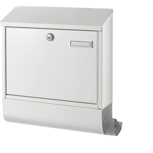 Letter box, with newspaper tube, traffic white RAL 9016.