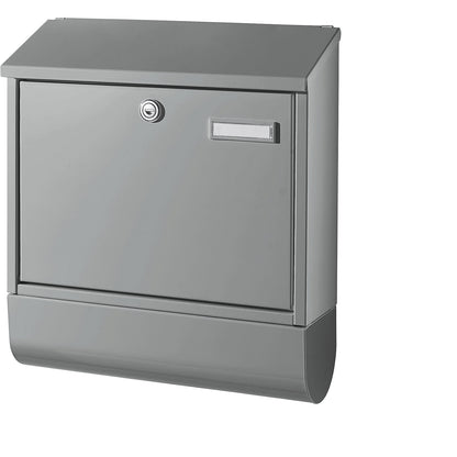 Letter box, with newspaper tube, grey aluminium RAL 9007.