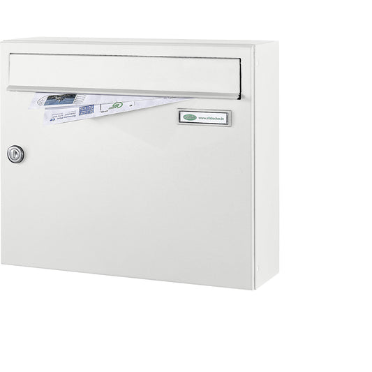 Letter box, EN 13724 compliant, traffic white RAL 9016.