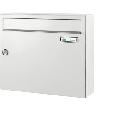 Letter box, EN 13724 compliant, traffic white RAL 9016.