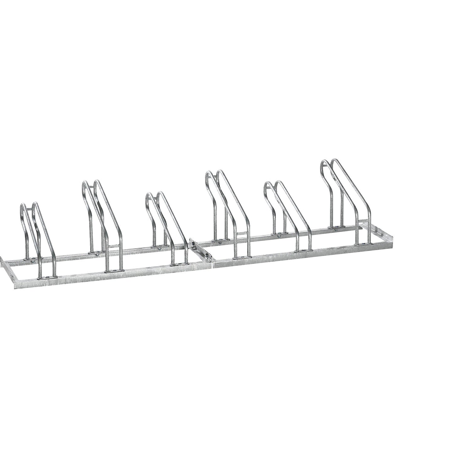Bicycle rack, bars made of 18 mm steel tubing, single-sided rack, hot-dip galvanised, 6 parking spaces.