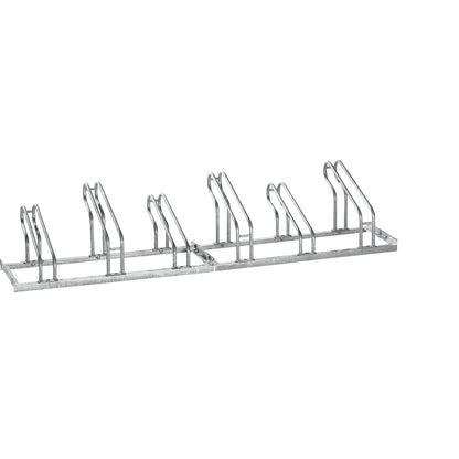 Bicycle rack, bars made of 18 mm steel tubing, single-sided rack, hot-dip galvanised, 6 parking spaces.