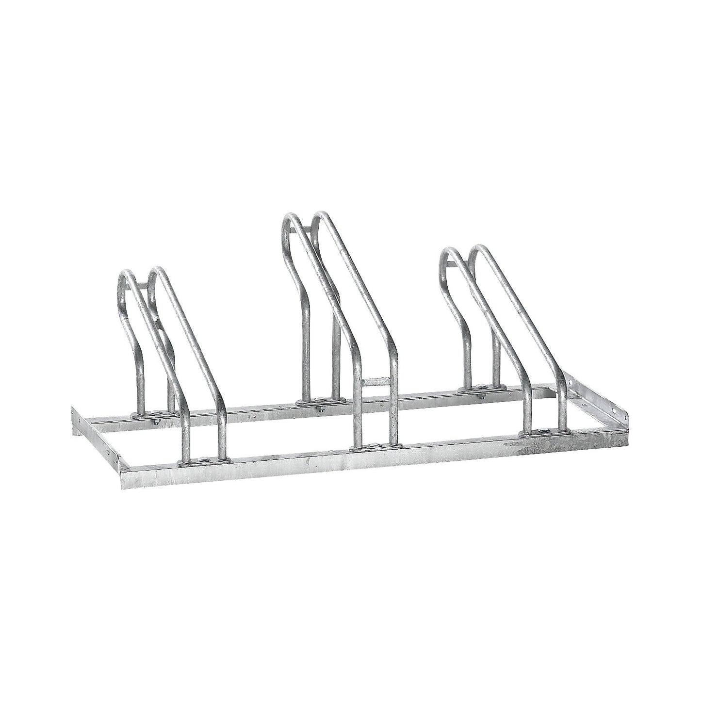 Bicycle rack, bars made of 18 mm steel tubing, single-sided rack, hot-dip galvanised, 3 parking spaces.