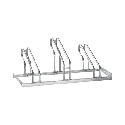 Bicycle rack, bars made of 18 mm steel tubing, single-sided rack, hot-dip galvanised, 3 parking spaces.
