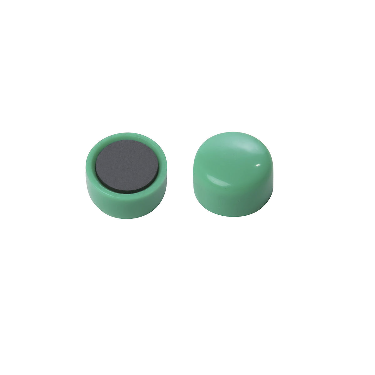Round magnet, plastic, Ø 10 mm, pack of 60, green.