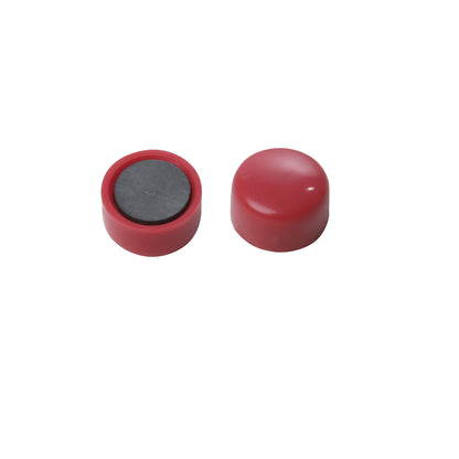 Round magnet, plastic, Ø 10 mm, pack of 60, red.