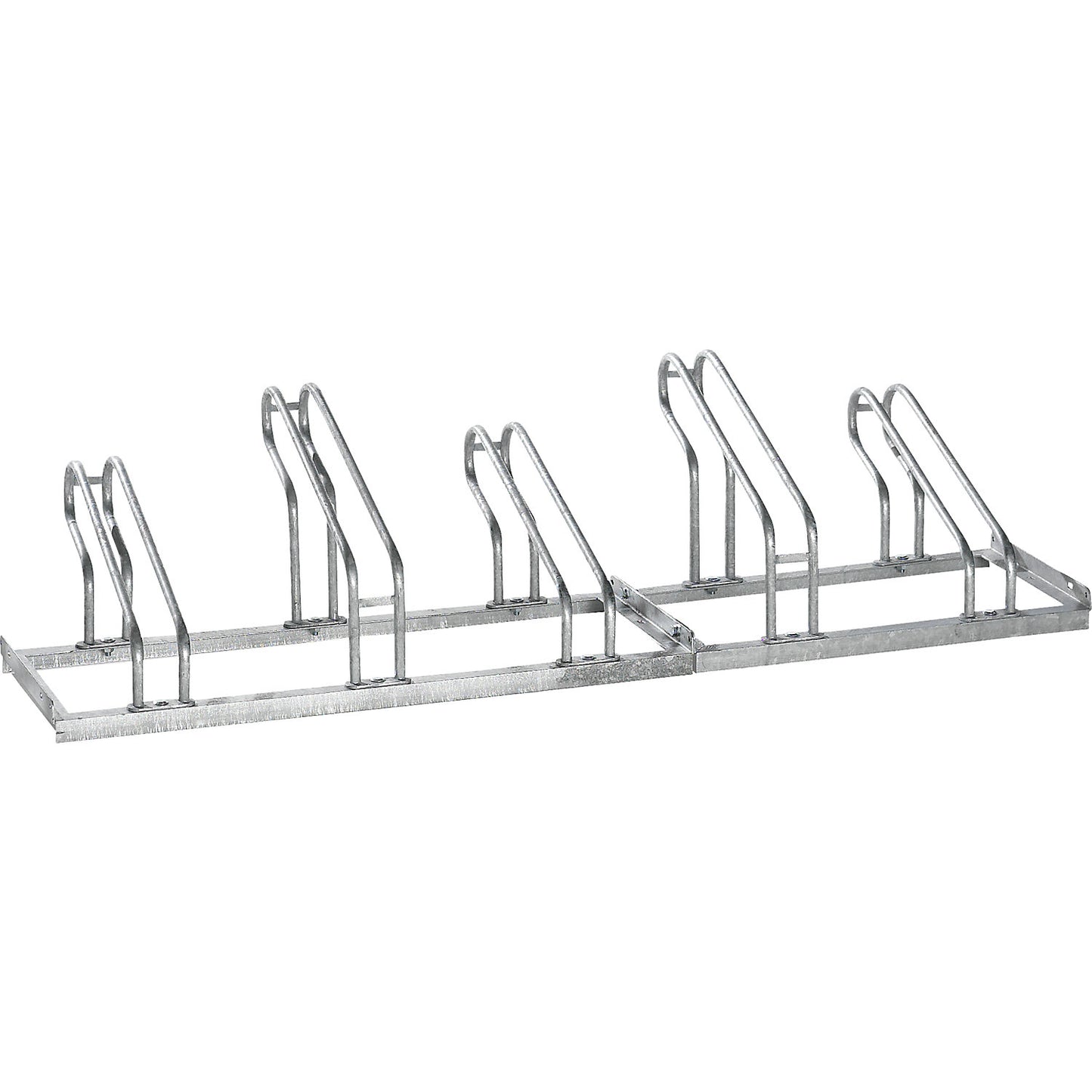 Bicycle rack, bars made of 18 mm steel tubing, single-sided rack, hot-dip galvanised, 5 parking spaces.