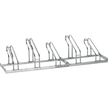 Bicycle rack, bars made of 18 mm steel tubing, single-sided rack, hot-dip galvanised, 5 parking spaces.