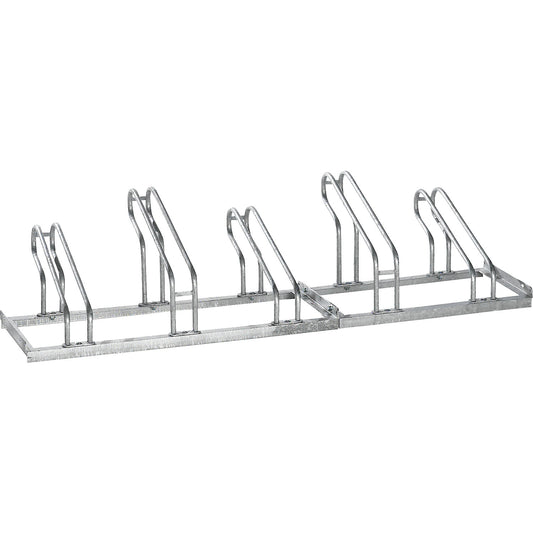 Bicycle rack, bars made of 18 mm steel tubing, single-sided rack, hot-dip galvanised, 5 parking spaces.