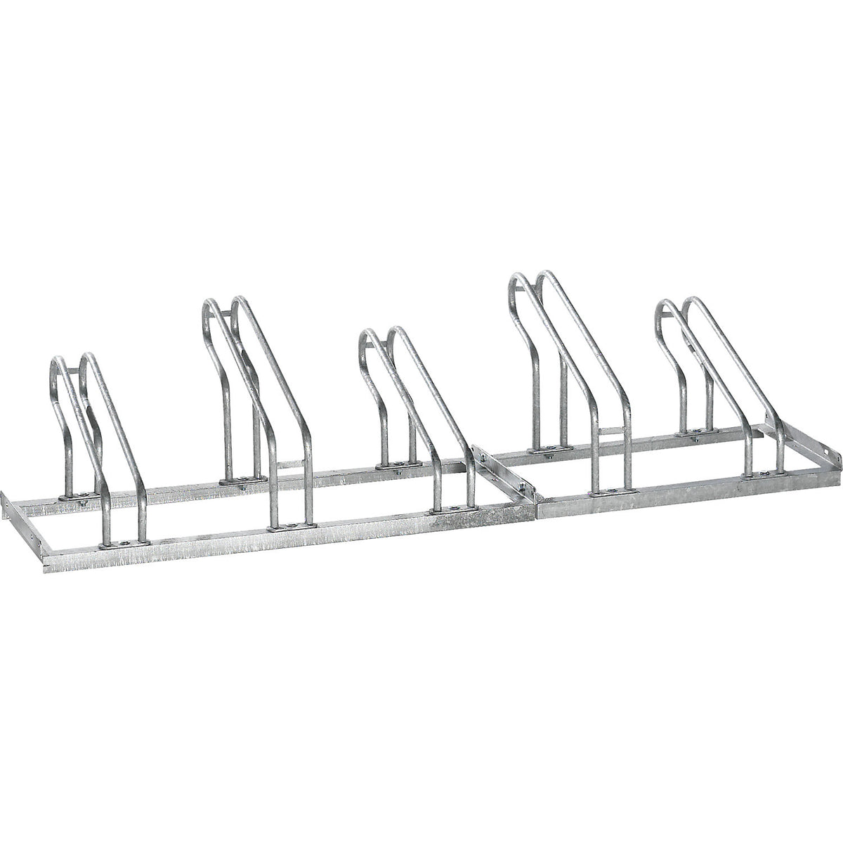 Bicycle rack, bars made of 18 mm steel tubing, single-sided rack, hot-dip galvanised, 5 parking spaces.