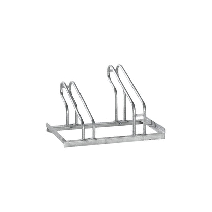 Bicycle rack, bars made of 18 mm steel tubing, single-sided rack, hot-dip galvanised, 2 parking spaces.