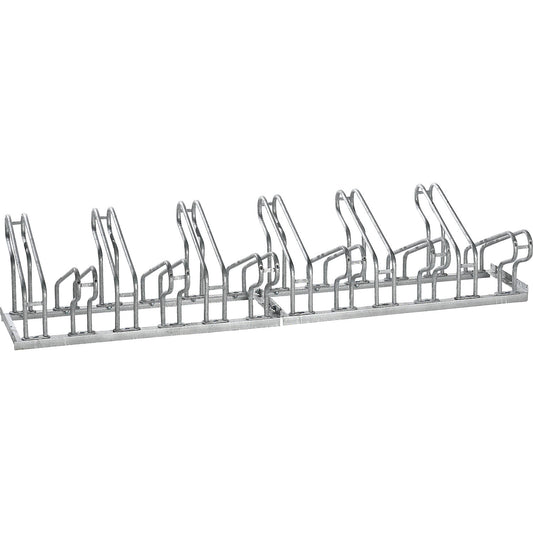 Bicycle rack, bars made of 18 mm steel tubing, double sided rack, hot-dip galvanised, 12 parking spaces.