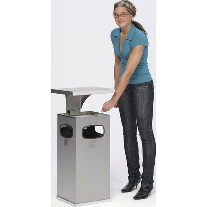 Waste collector with ashtray insert, capacity 38 l, WxHxD 395 x 910 x 395 mm, stainless steel.