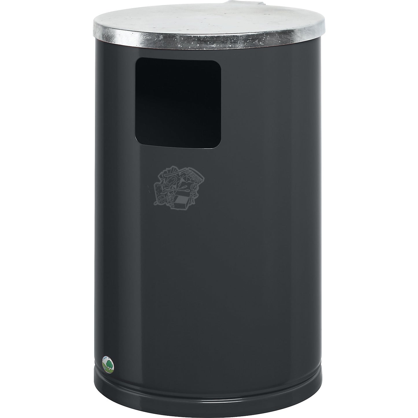 Outdoor waste collector made of sheet steel, capacity 30 l, HxØ 620 x 300 mm, black.