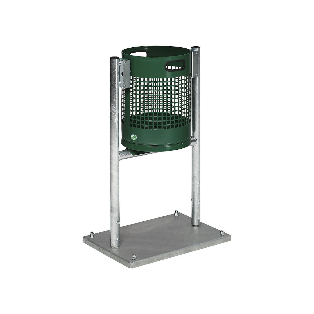 Outdoor waste collector, 30 l, steel, with tubular frame, moss green.