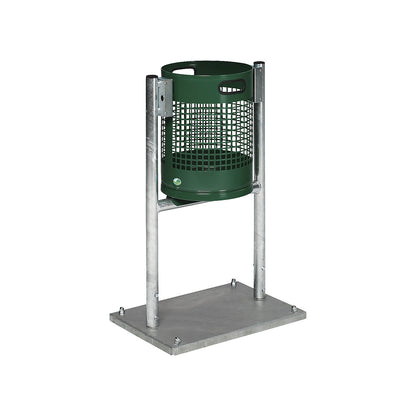 Outdoor waste collector, 30 l, steel, with tubular frame, moss green.
