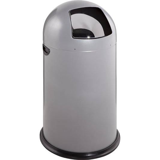 Push rubbish bin, steel, self-closing, silver, 40 l, height 740 mm.