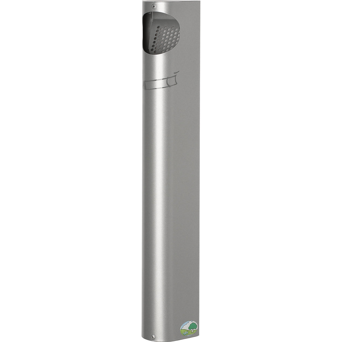 Wall ashtray, steel, 3.5 l, HxWxD 550 x 110 x 74 mm, silver.