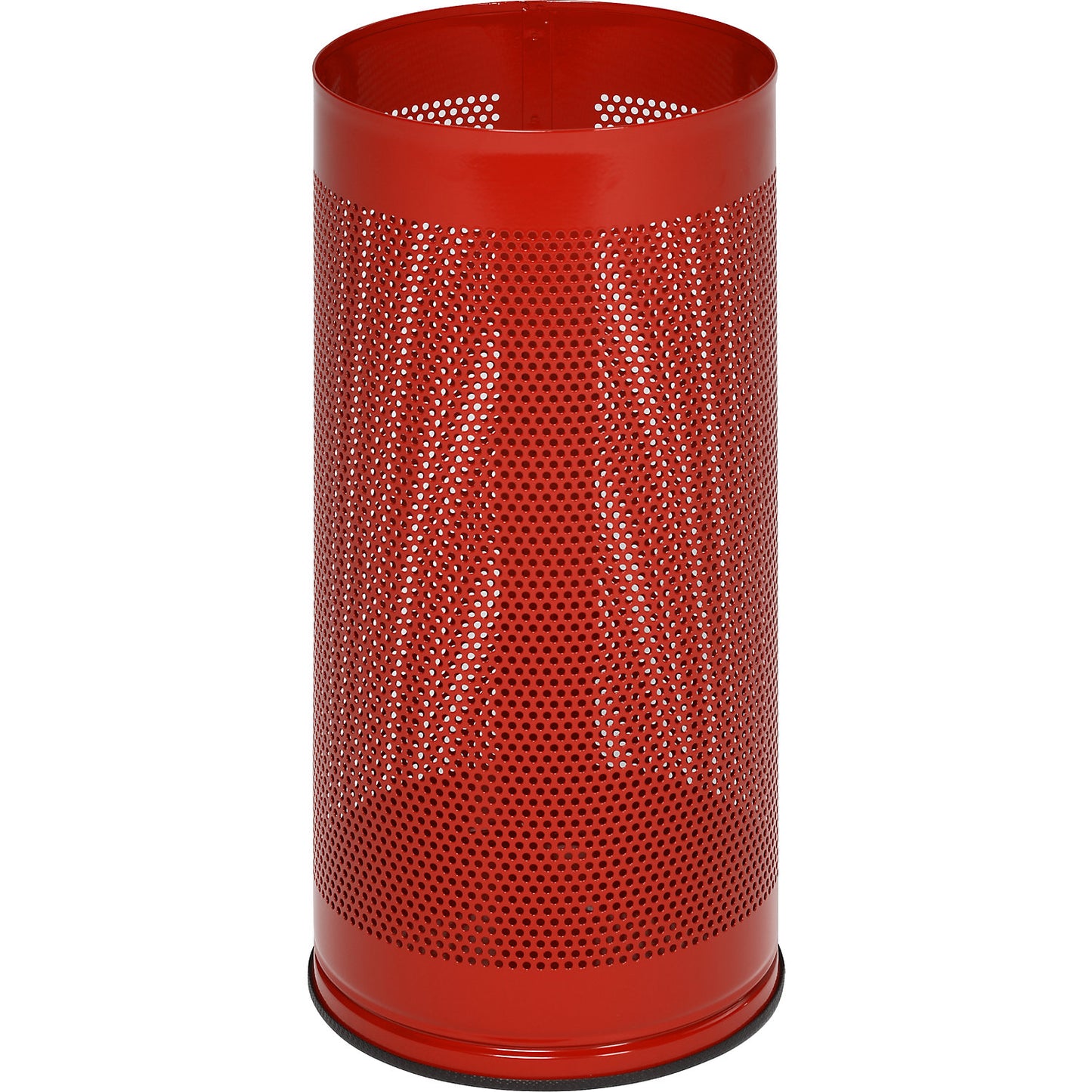 Umbrella stand, height 610 mm, perforated sheet metal, zinc plated, flame red RAL 3000.