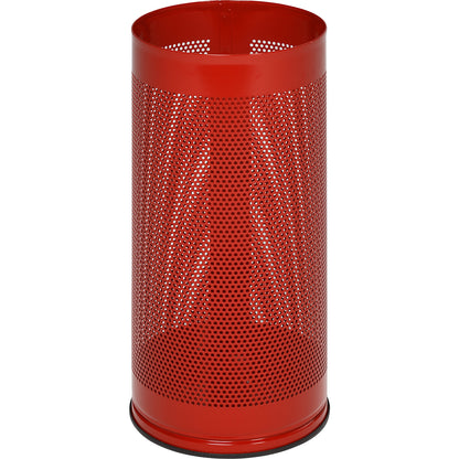 Umbrella stand, height 610 mm, perforated sheet metal, zinc plated, flame red RAL 3000.