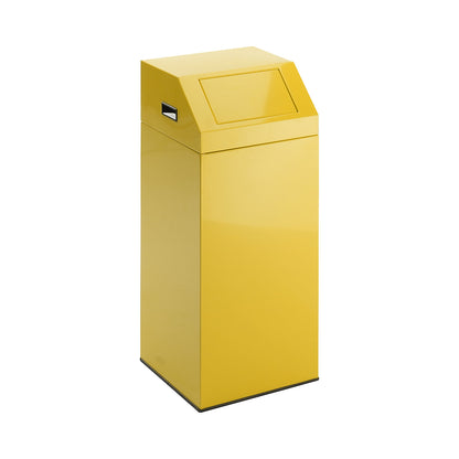 Recyclable waste collector, self extinguishing, capacity 76 l, WxHxD 380 x 890 x 380 mm, traffic yellow.