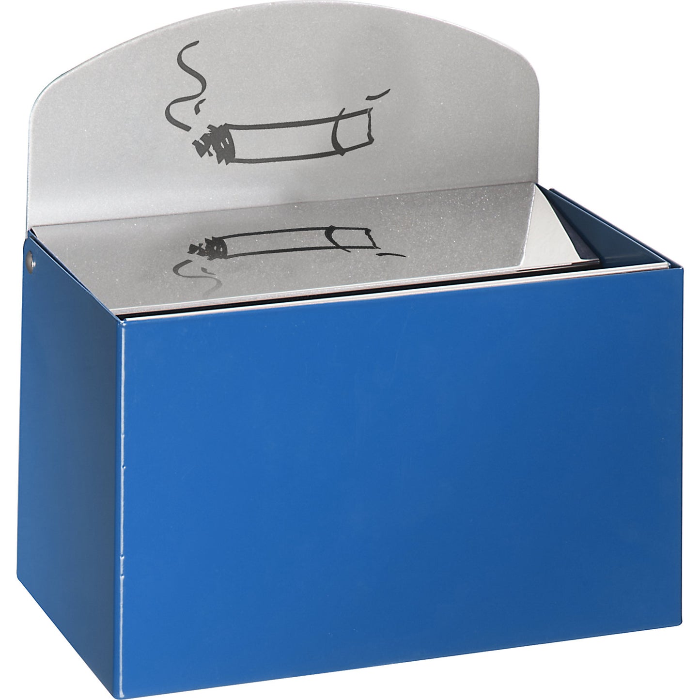 Wall ashtray with sign, HxWxD 87 x 140 x 98 mm, sheet steel, gentian blue.