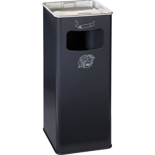 Combination ashtray, capacity 53 l, WxHxD 330 x 705 x 330 mm, steel, charcoal.
