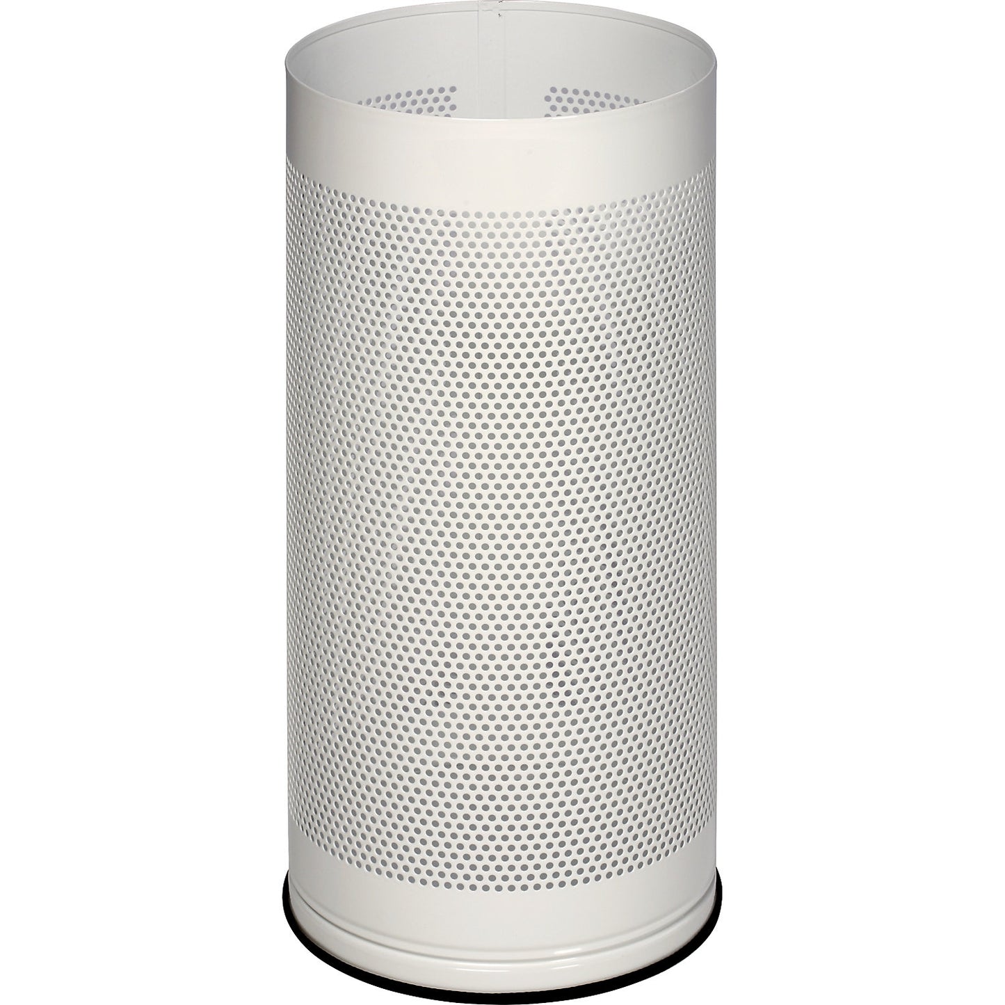 Umbrella stand, height 610 mm, perforated sheet metal, zinc plated, traffic white RAL 9016.