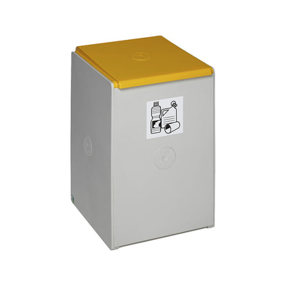 Recyclable waste collector made of plastic, single container with 60 l capacity, yellow.