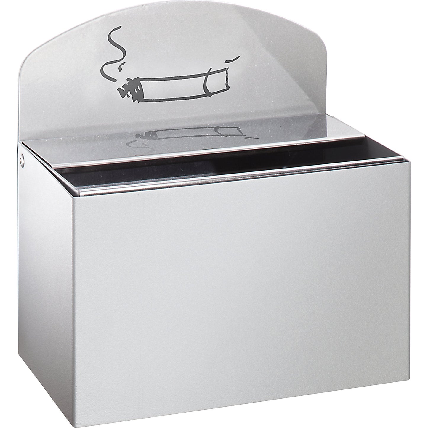 Wall ashtray with sign, HxWxD 87 x 140 x 98 mm, sheet steel, silver.