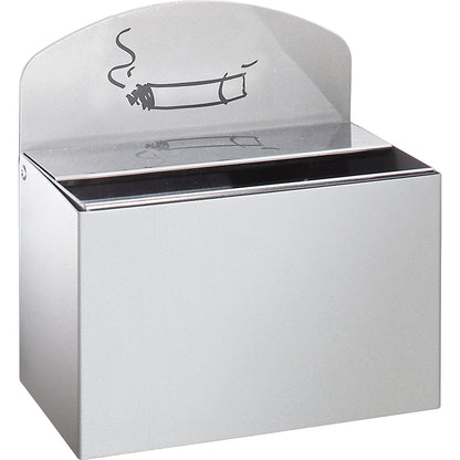 Wall ashtray with sign, HxWxD 87 x 140 x 98 mm, sheet steel, silver.
