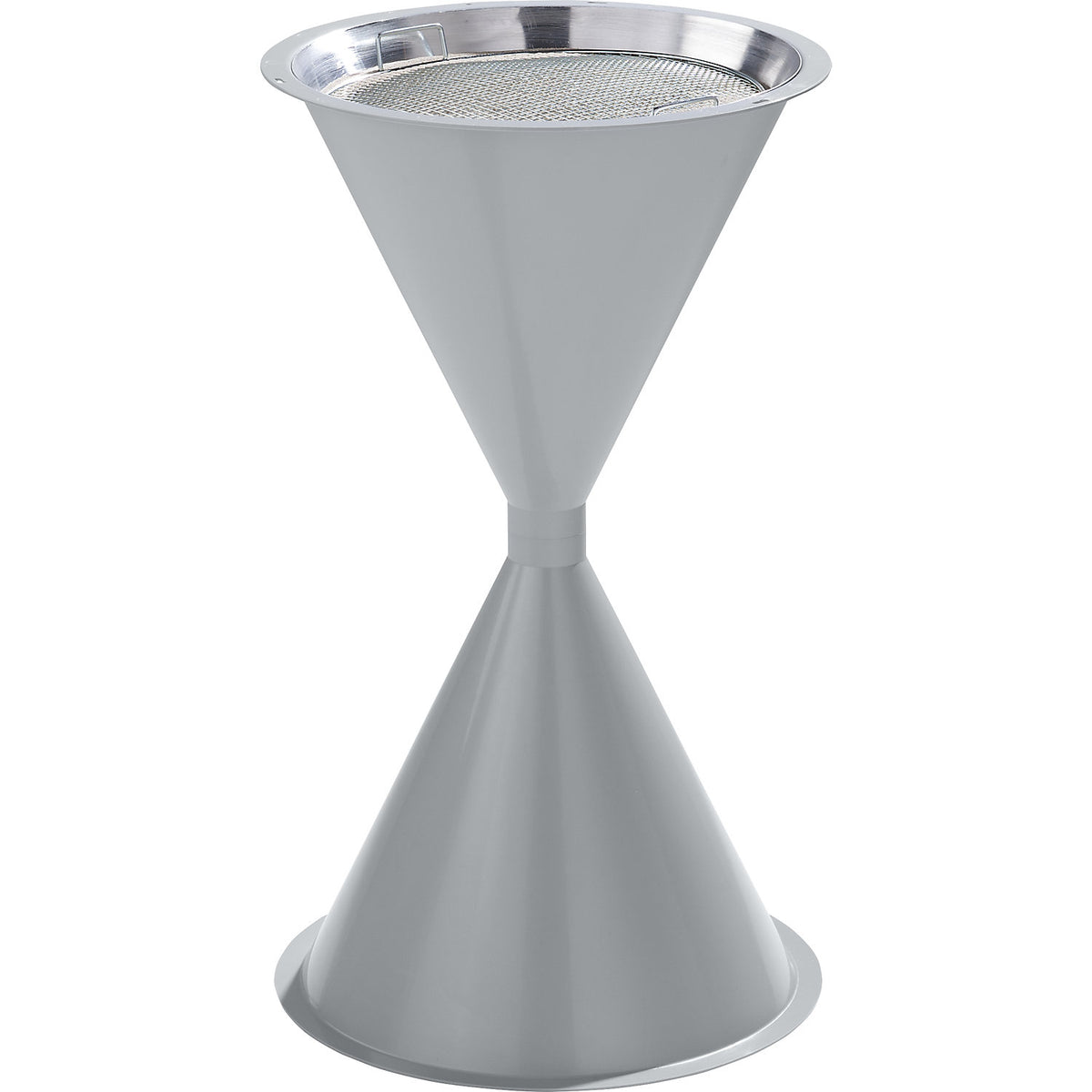 Conical pedestal ashtray made of plastic, without hood, silver.