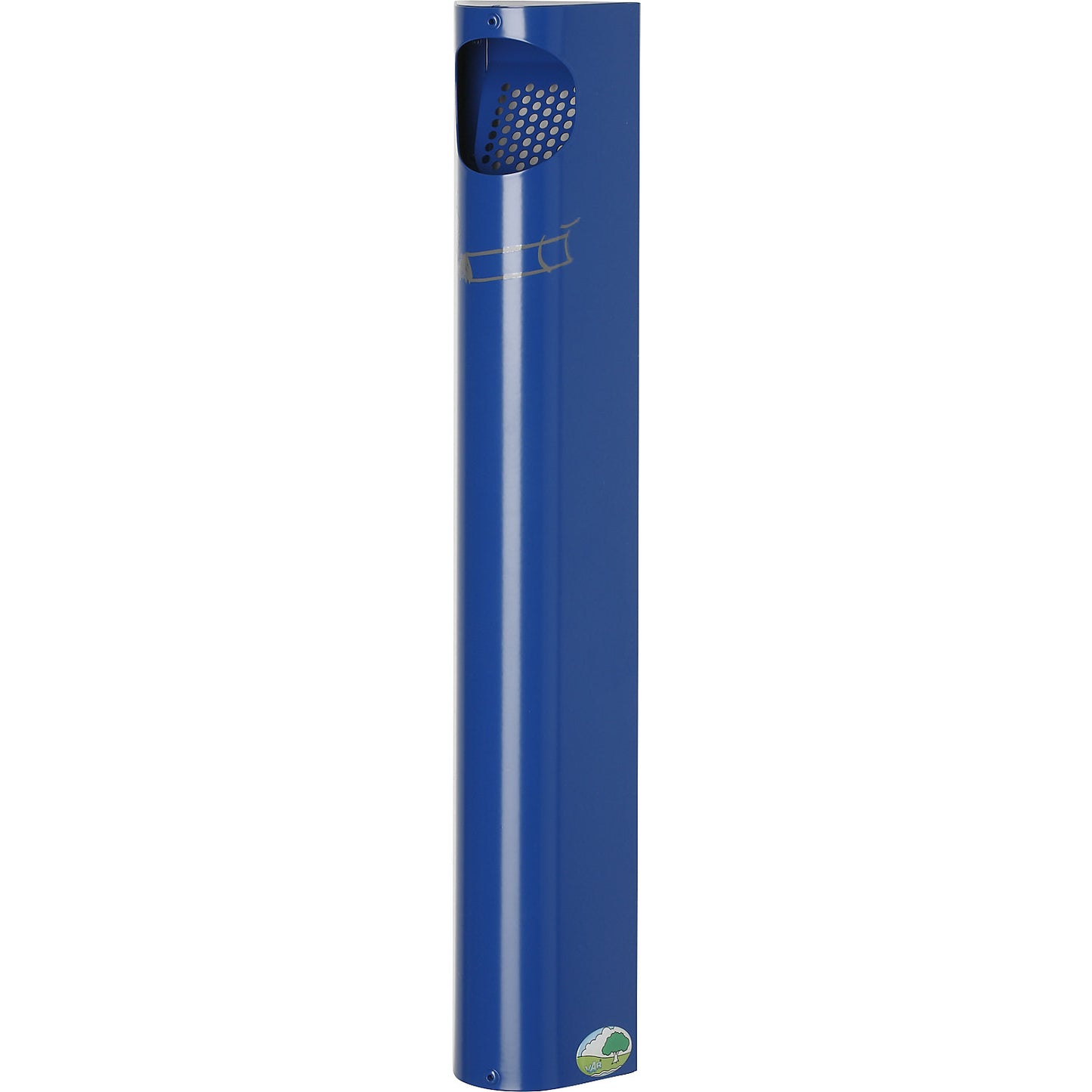 Wall ashtray, steel, 3.5 l, HxWxD 550 x 110 x 74 mm, gentian blue.