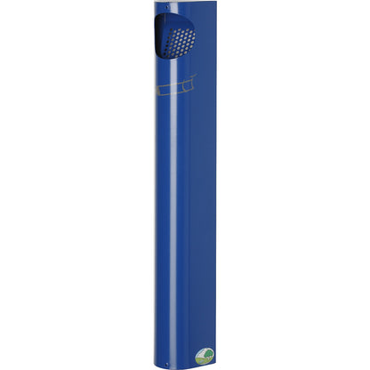 Wall ashtray, steel, 3.5 l, HxWxD 550 x 110 x 74 mm, gentian blue.