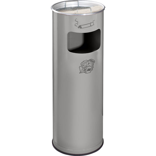 Combination ashtray, capacity 17 l, HxØ 660 x 230 mm, steel, silver.