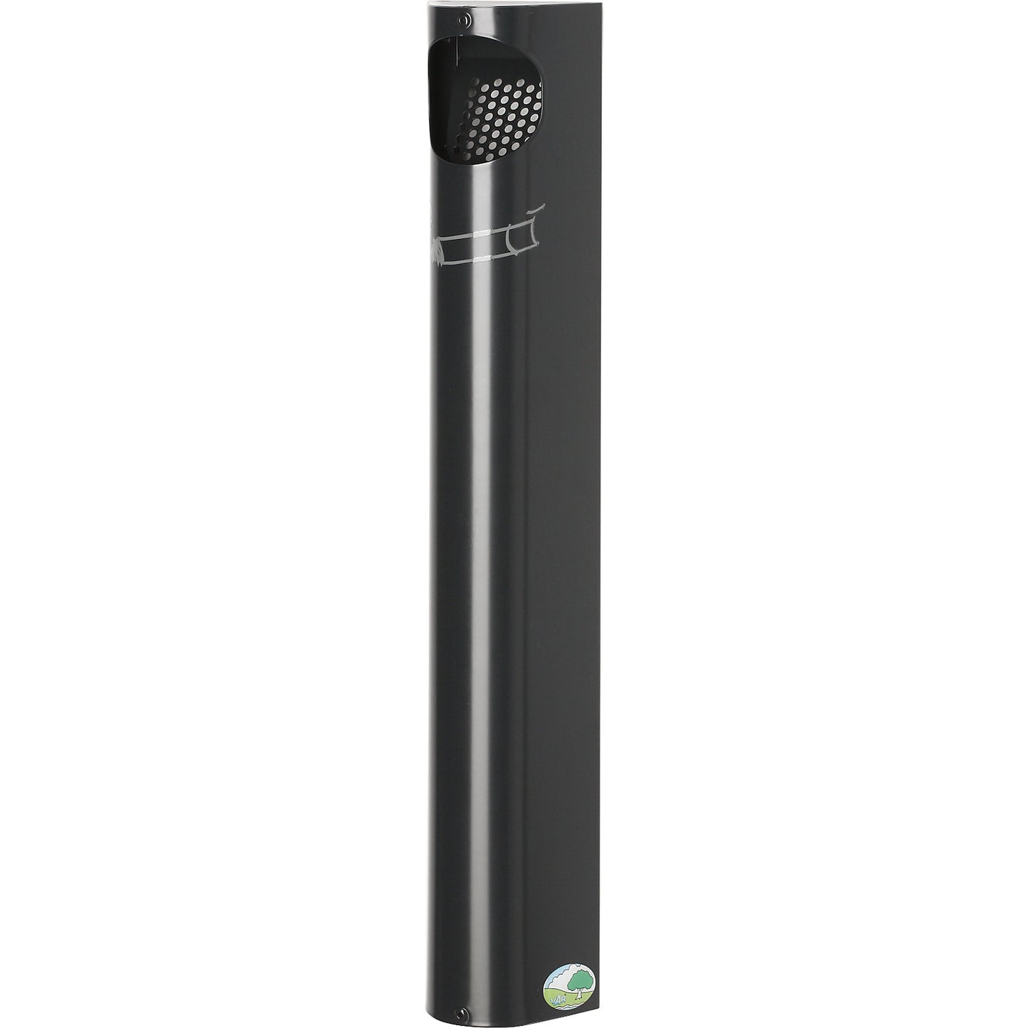 Wall ashtray, steel, 3.5 l, HxWxD 550 x 110 x 74 mm, charcoal.