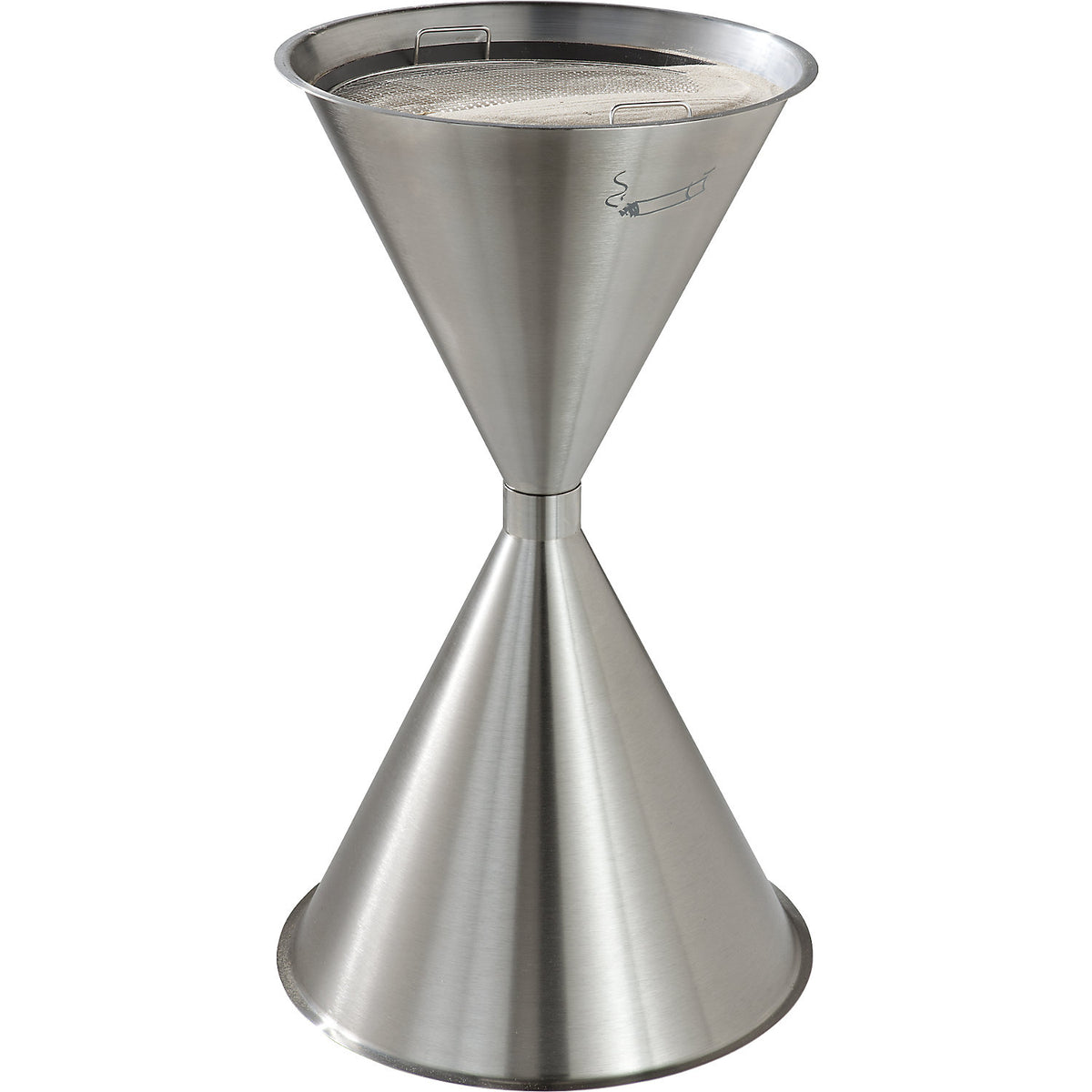 Conical ashtray made of stainless steel, Ø 400 mm, without cover.