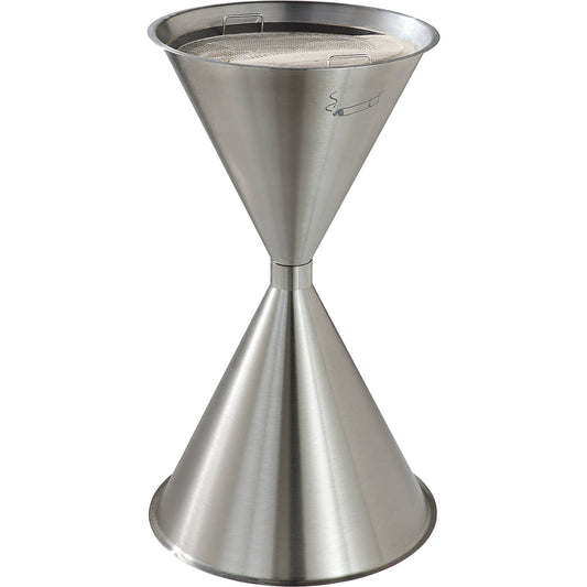 Conical ashtray made of metal, stainless steel, rust free.