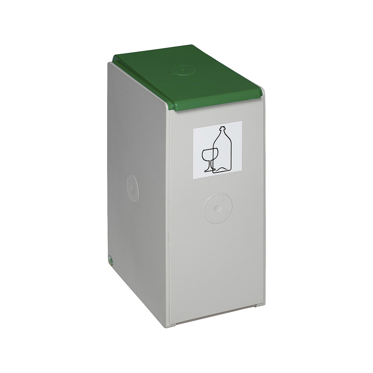 Recyclable waste collector made of plastic, single container with 40 l capacity, green.