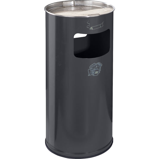 Combination ashtray, capacity 37 l, HxØ 700 x 320 mm, steel, charcoal.