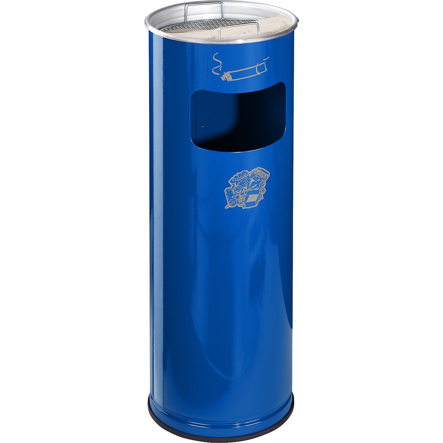 Combination ashtray, capacity 17 l, HxØ 660 x 230 mm, steel, gentian blue.