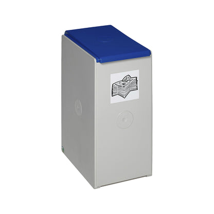 Recyclable waste collector made of plastic, single container with 40 l capacity, blue.