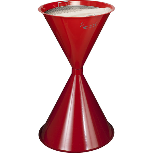 Conical ashtray made of metal, sheet steel, powder coated, flame red.