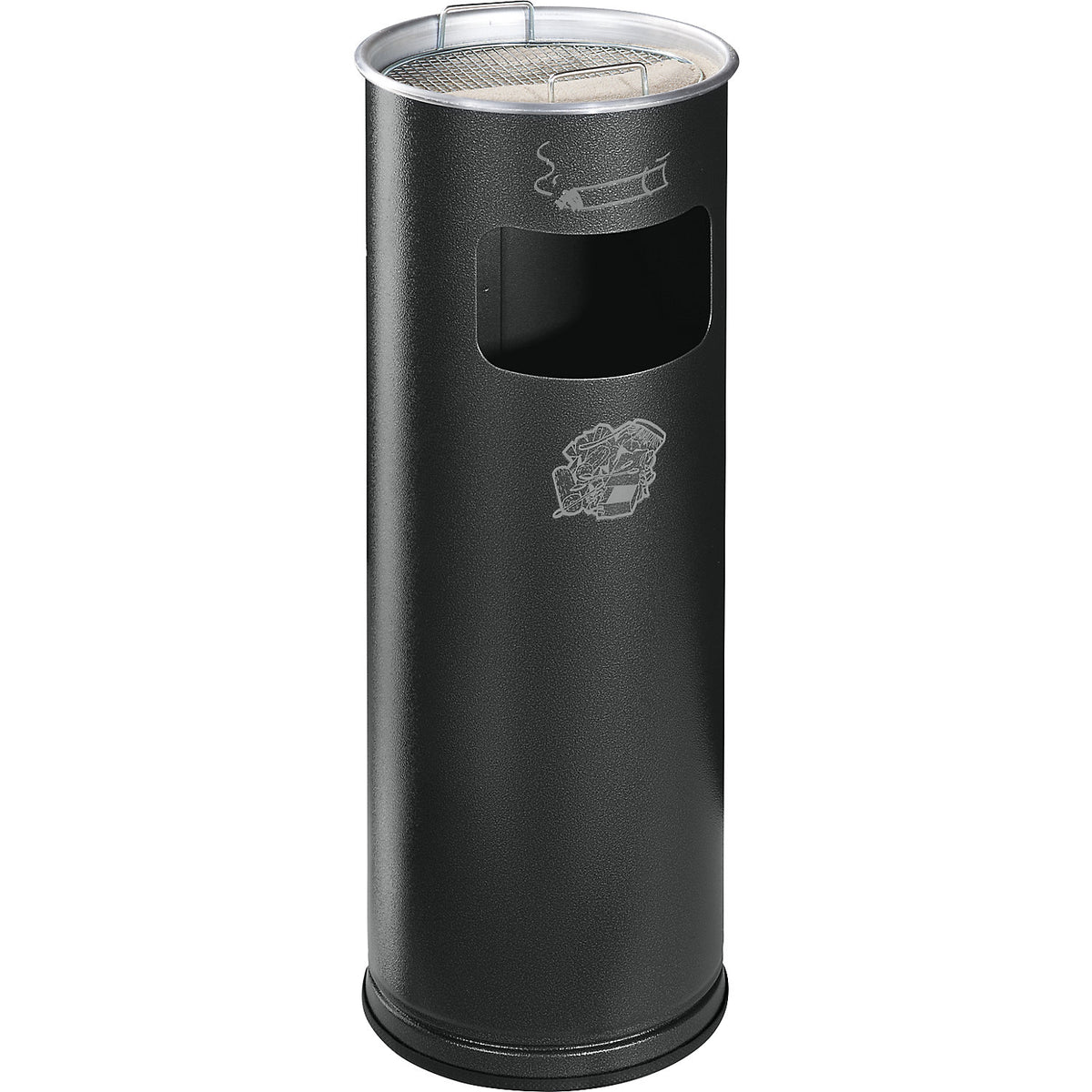 Combination ashtray, capacity 17 l, HxØ 660 x 230 mm, steel, granite.