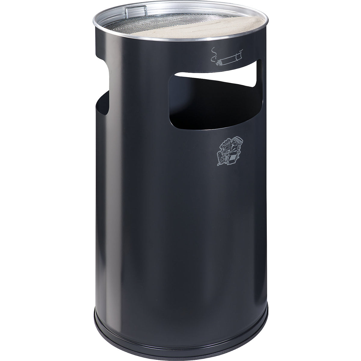 Combination ashtray, capacity 69 l, HxØ 760 x 420 mm, steel, charcoal.