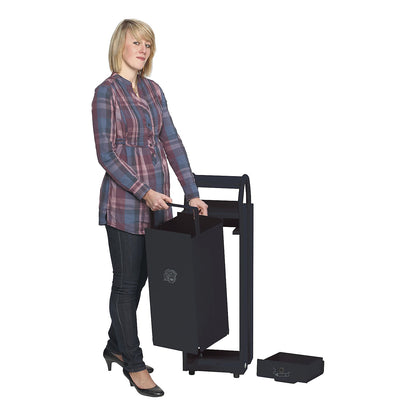 Waste collector with ashtray and rain protection hood, capacity 35 l, WxHxD 300 x 960 x 250 mm, black grey RAL 7021.