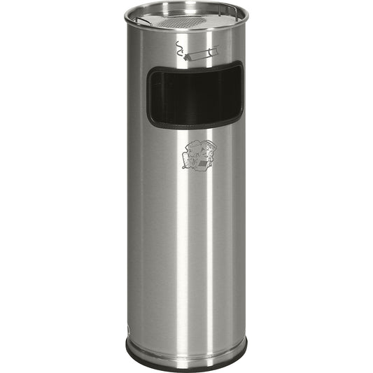 Combination ashtray, capacity 17 l, HxØ 660 x 230 mm, stainless steel, 1 access opening.