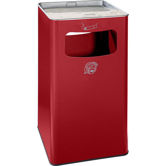 Combination ashtray, capacity 96 l, WxHxD 430 x 755 x 430 mm, steel, flame red.