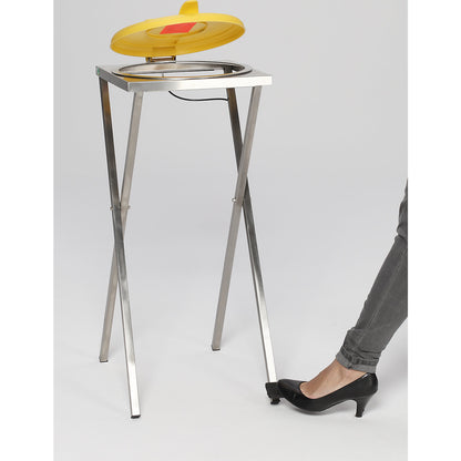Hygienic waste sack stand made of stainless steel, for capacity 120 l, with pedal, yellow.